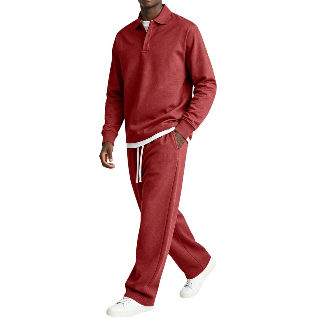 Men's 2 Piece Casual Set Long Sleeve Top and Drawstring Elastic Waist Cargo Pants for Outdoor Sports
