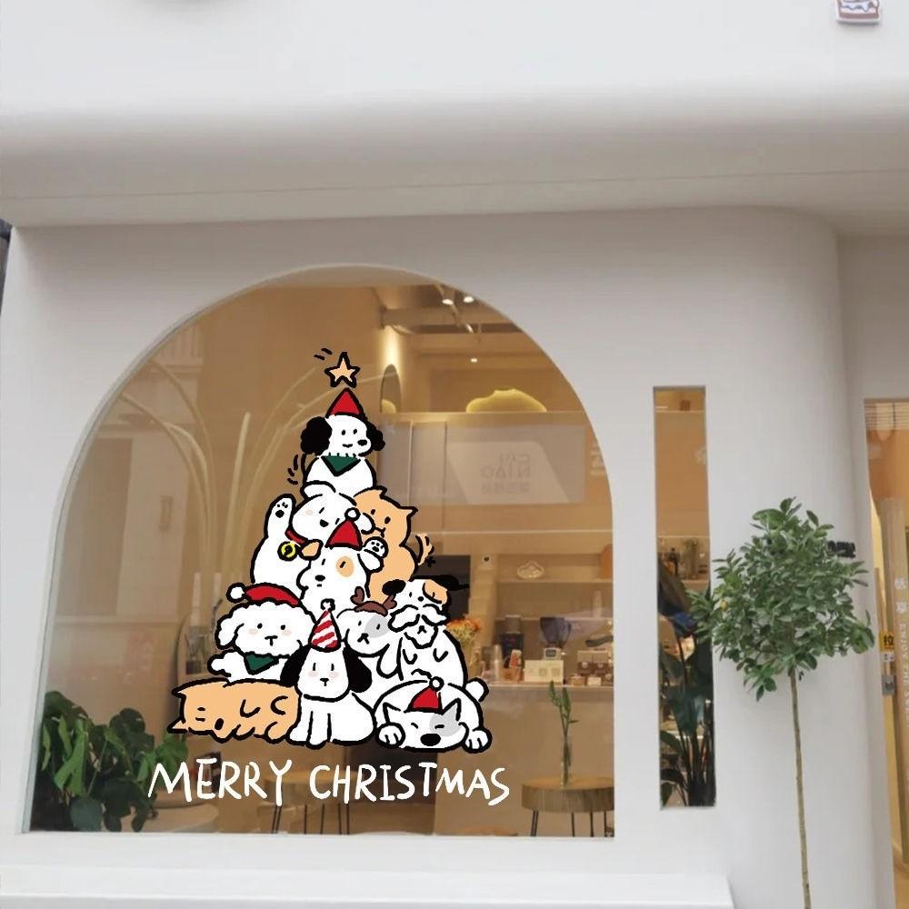 Colorful Santa Claus Stickers Anti-collision Christmas Tree Glass Electrostatic Film Transparent Portable PVC Festival Stickers