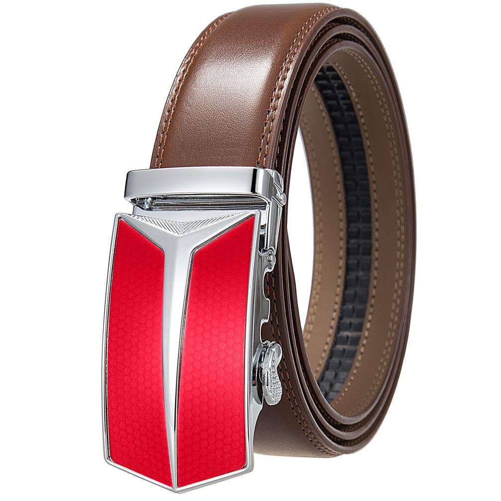 Men'S Belt, Automatic Buckle Cowhide Belt Casual Business Ly36-1314-1