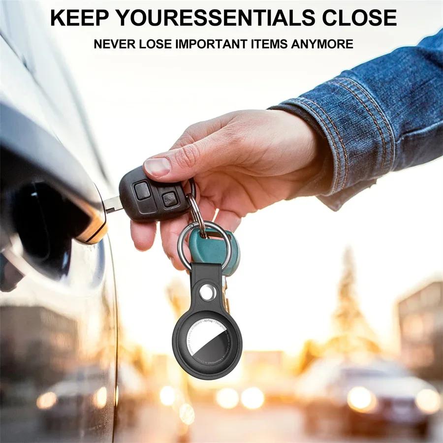 Leather Keychain for Apple Airtags Case protector Cover Bumper Shell Tracker Anti-scratch Air Tag Key Ring Holder Accessories