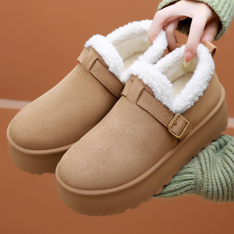 Women's fashionable and versatile warm padded lining snow boots comfortable soft elastic thick sole cushioning waterproof non-slip cotton shoes.