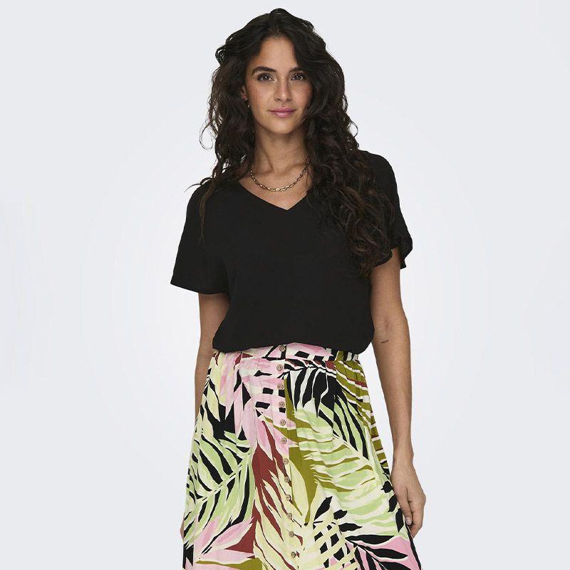 Short-sleeved Plain Ruffled Top Women ONLY