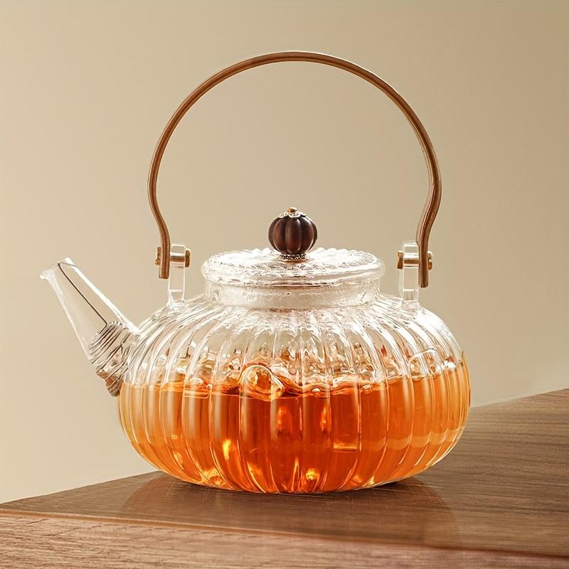 Japonský styl Vysokoteplotně odolná skleněná konvička na čaj s dřevěnou rukojetí Filtr pro vaření na elektrickém sporáku