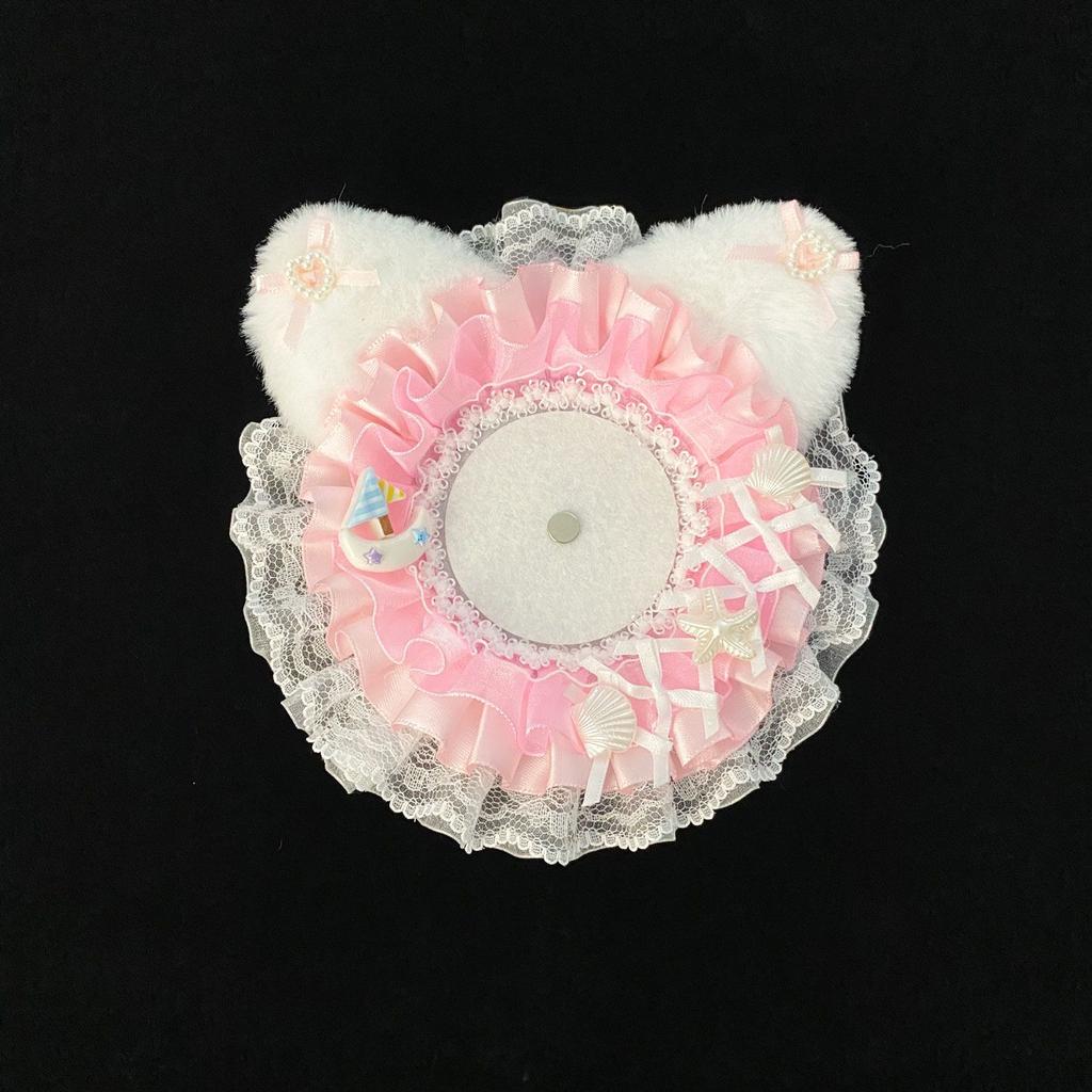 Ita Bag Accessories Bag Charms for Handbags Badge Holder Cat Ear Badge Display Lace Pearl Ita Bag Insert Decoratiob
