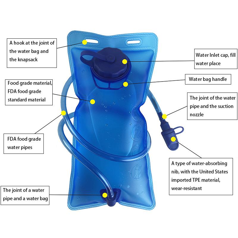 2 Liter Water Pouch Bicycle Running Lightweight Foldable Special Athletic Outdoor Activity Mountaineering Backpack Water Camping Hiking Pouch