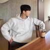 Men’s Trendy Half-Zip Hooded Cardigan – Solid Color, Autumn Style, Warm Knit Sweater