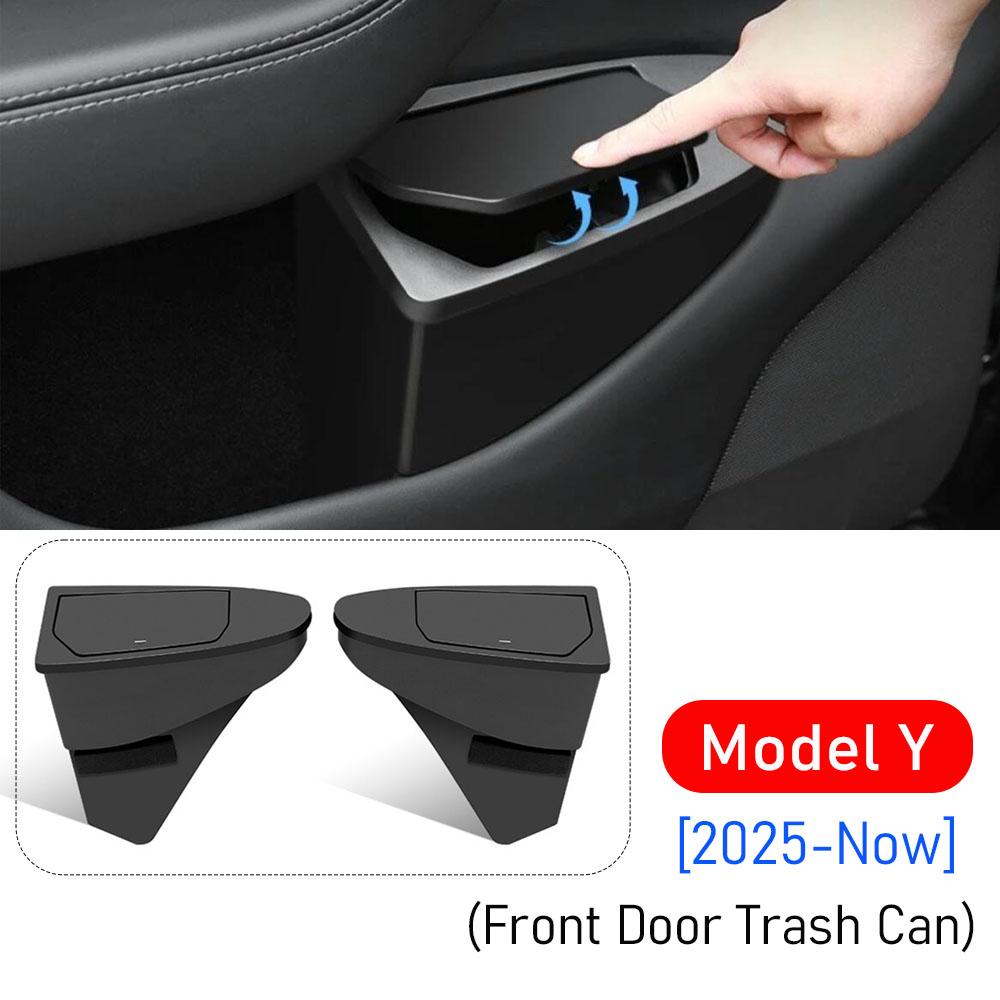 

Front Door Trash Can for 2026 2026 Tesla Model Y Juniper Car Door Storage Box Garbage Bin Center Console Organizer Accessories