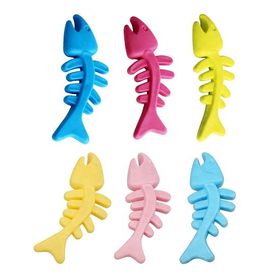 Gummi Knochen Hundespielzeug Fischgrätenform Hundekauspielzeug Zahnpflege Spielzeug für aggressive Kauer Interaktives Training Apportieren