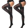 MANZI Shiny Over the Knee Stockings Sexy Lace Top Silk Transparent Stockings Shiny Women's Leggings 2 Double Pack