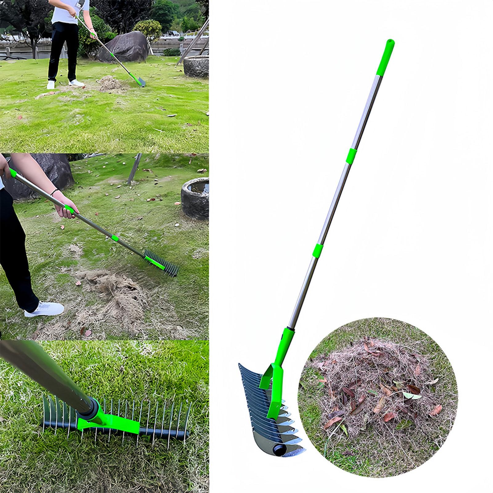 

Yard Rake Ergonomic Non-Slip Handle Gardening Tool Heavy Duty Lawns Rake For Patios Yards Porches Courtyards Balconies Terraces CN