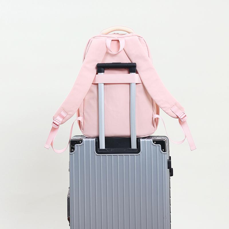 Large Capacity Student Schoolbag Women's Solid Color Backpack Multi-compartment Travel Backpack