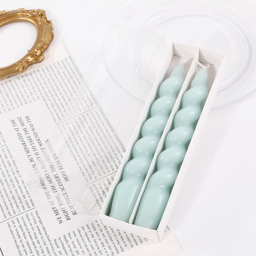 Classic Colorful Threaded Candles for Home Use Creative Odorless Long-stem Twisted Candles