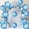 16pcs Snowflake Foil Balloon Snowflake Print Balloons Winter Princess Theme Birthday Decoration Frozen Winter Christmas Supplies