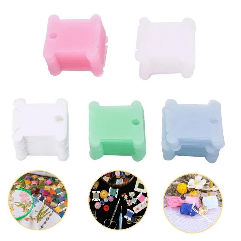 100Pcs Plastic Bobbins Spool Thread Card Embroidery Floss DIY Stitch Organizer Holder Sewing Tools.