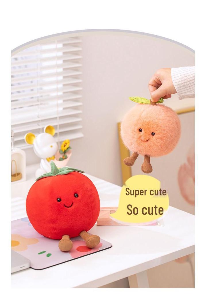 Peach & Tomato Jelly Plush Doll - Cute Fruit Toy Gift for Kids
