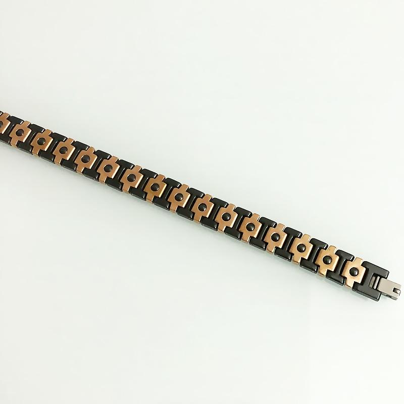 Rose Gold Color Steel White/Black Ceramic Chain Link Bracelet for Men Women Bio Germanium Magnetic Wristband Femme Jewelry