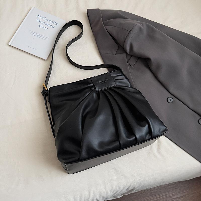 Fashion Fold PU Leather Women's Shoulder Bags Simple Solid Color Ladies Crossbody Bag Casual Versatile Female Underarm Bags