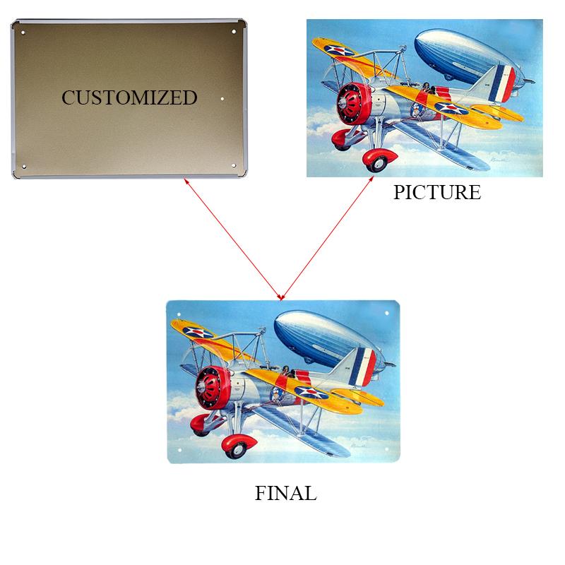 Airplane Fighter Vintage Metal Signs American Style Aircraft Wall Sticker Painting Poster Pub Bar Room Decor