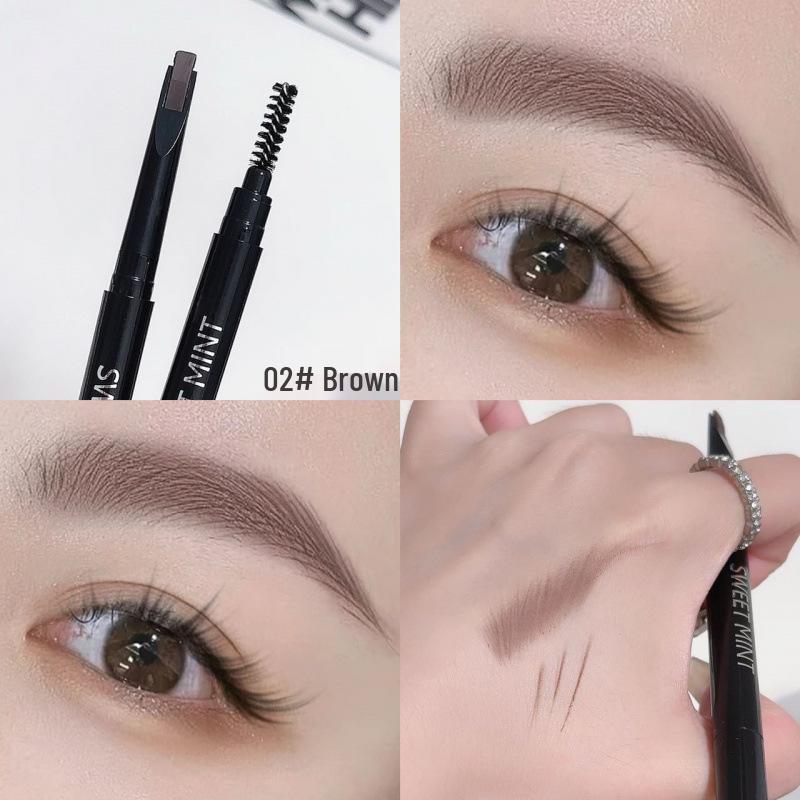 Sweet Mint Ultra-Fine Double-Ended Eyebrow Pencil: Waterproof, Sweatproof, Long-Lasting, Smudge-Proof for Natural, Defined Brows. Ideal for Beginners.