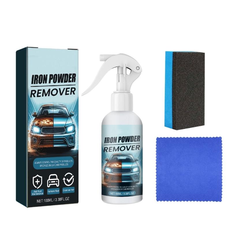 

Car Rust Removers Spray Metal Paint Cleaner 100ml Car Maintenance Iron Powder Cleaning Rust Removers Spray with Sponges