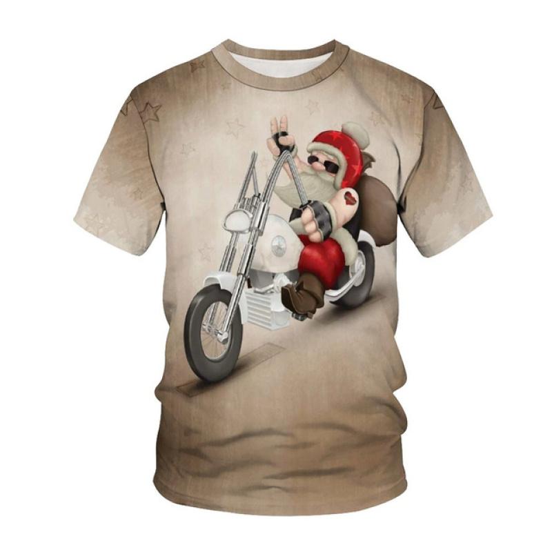 Atmosferă festivă de Crăciun, model imprimat 3d, tricou cu mânecă scurtă pentru bărbați, tendință ocazională, top cu guler O