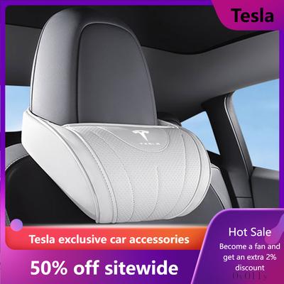Leather Car Seat Headrest Memory Foam Comfort Neck Pillow For Model 3 Model Y Model S Model X Cybertruck Juguete 2025 Auto