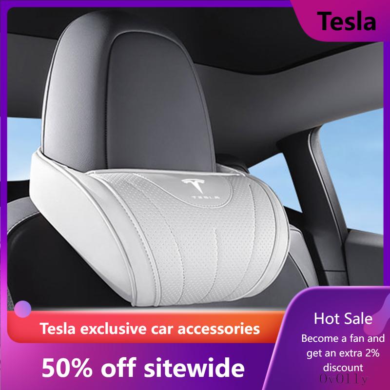 Leather Car Seat Headrest Memory Foam Comfort Neck Pillow For Tesla Model 3 Model Y Model S Model X Cybertruck Juguete 2025 Auto