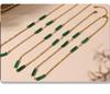 Collier Bambou Pierre Dongling Verte Qiong Yao: Chaîne de clavicule élégante et polyvalente en acier inoxydable pour femmes