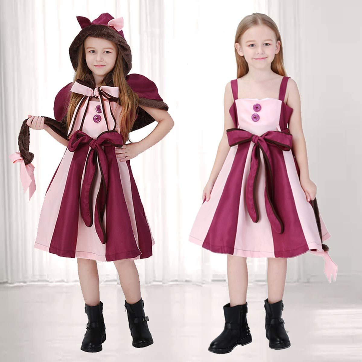 Halloween Cheshire Cat Costume for Kids - Cute Cat Costume with Cat Ears, Cape, and Tail - Purple - Animal Costume for Parents and Children - Perfect