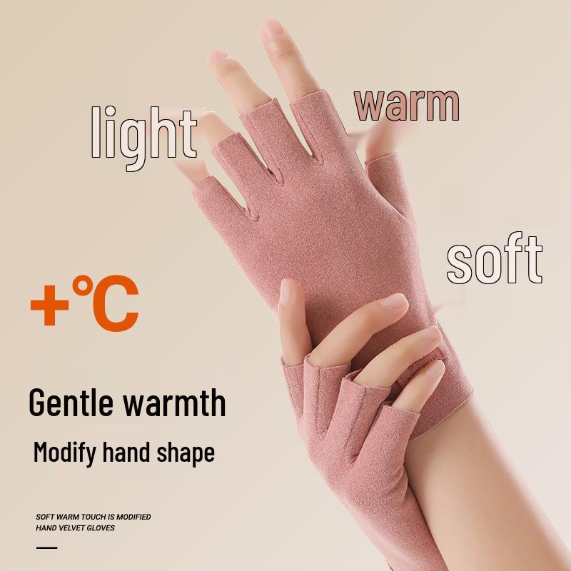 Damen Herbst/Winter Warme Samthandschuhe: Voll- und Halbfinger, Touchscreen-kompatibel für Outdoor und Autofahren.