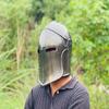 Grey Barbuta Helmet  Medieval Knight Helmet 18g Mild Steel Visored Helmet for LARP, Cosplay  Halloween Costume Warrior Helmet.