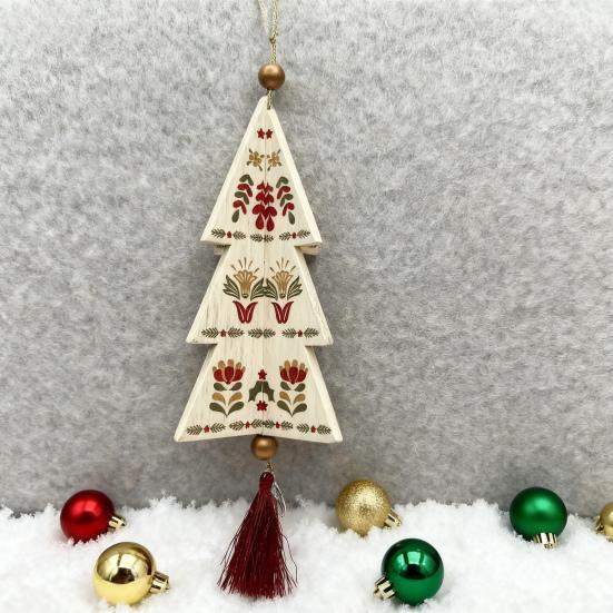 Christmas Ornament Wooden Hanging Santa Snowman Merry Christmas Decor Wood Red Xmas Tree Ornament for Holiday Home Decor