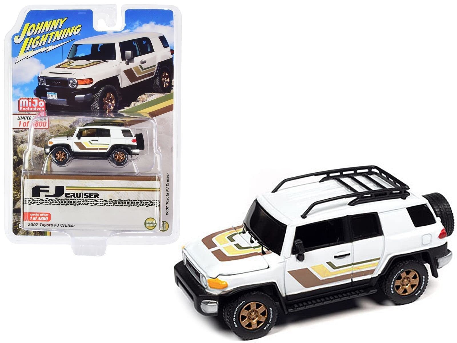 

Johnny Lightning 1/64 Toyota FJ Cruiser 2007 Roof Rack MiJo Limited Edition Toyota FJ Cruiser JLCP7421 белый