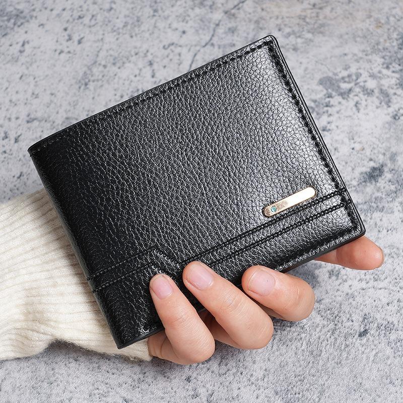 Men's Minimalist Short Wallet  Fashion Soft Leather Business Wallet Credit ID Card Walletfoldable Multi Slot Large Capacity Purs