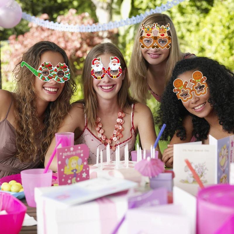 Creative Christmas Decorative Paper Glasses Gingerbread Man Santa Claus Reindeer Eyewear New Year Party Photoshoot Props