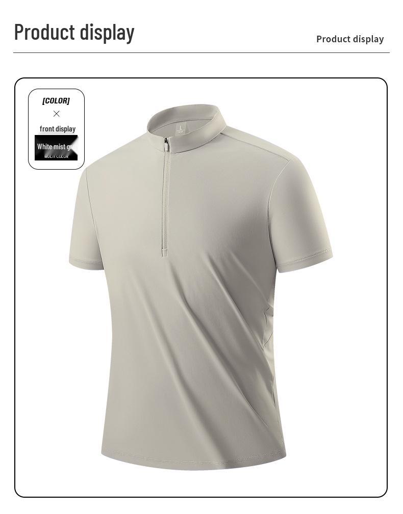 Men's Quick-Dry Outdoor Cycling & Hiking Shirt - Stand-Up Collar, Short Sleeve, Custom Logo Option