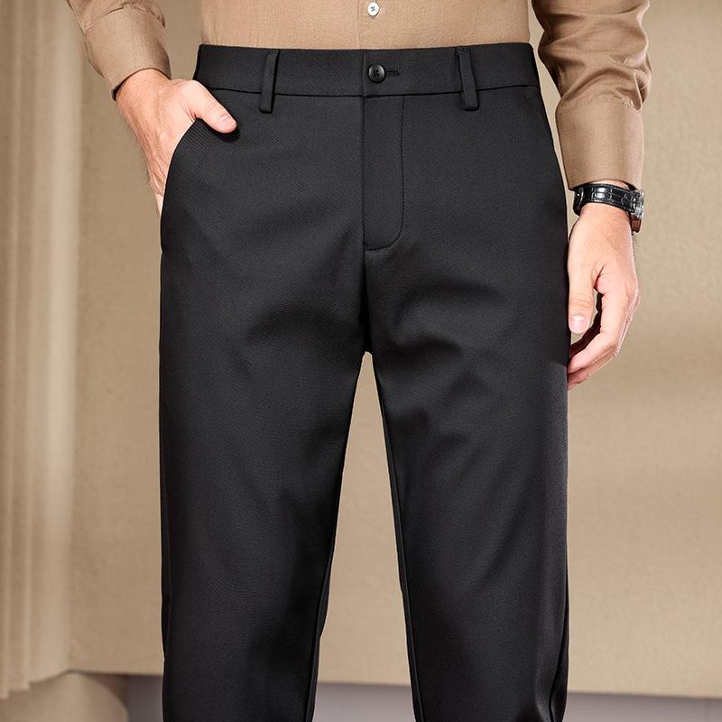 Herren Business Casual Maulbeerseide Hose: Neu, Locker geschnitten, Knitterarm, Elastisch, Dick, Gerades Bein für Herbst/Winter.
