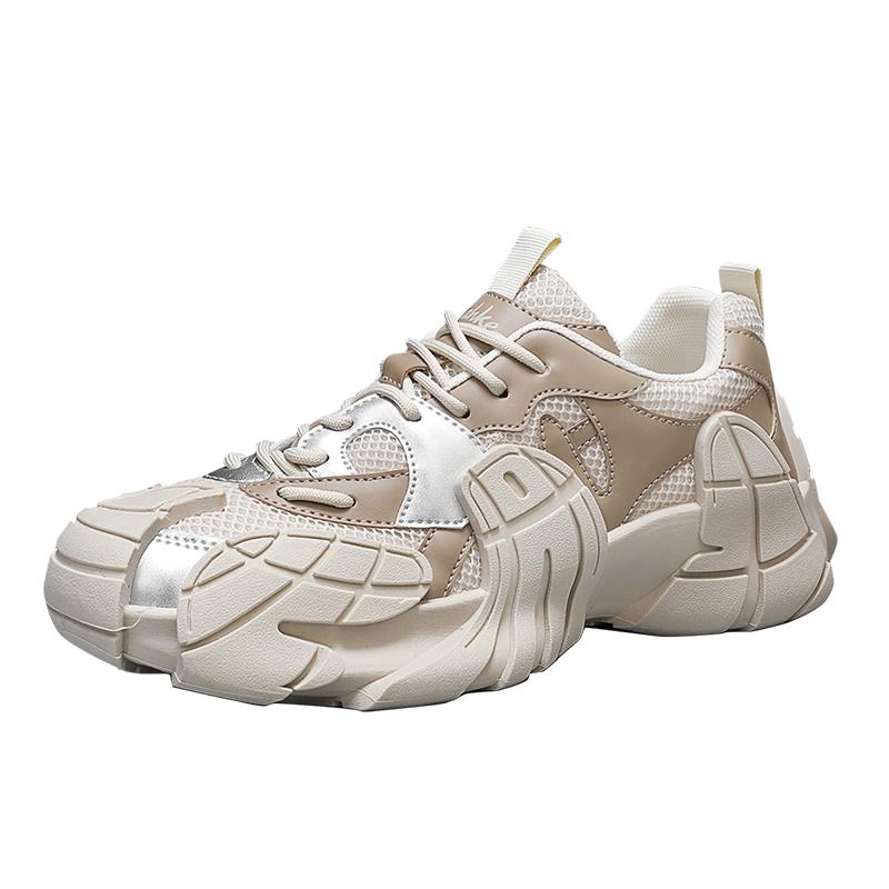 Fashion Men's Casual Sports Shoes Thick Bottom Breathable Outdoor Leisure  Summer New Style Dad Leather Mesh Shoes