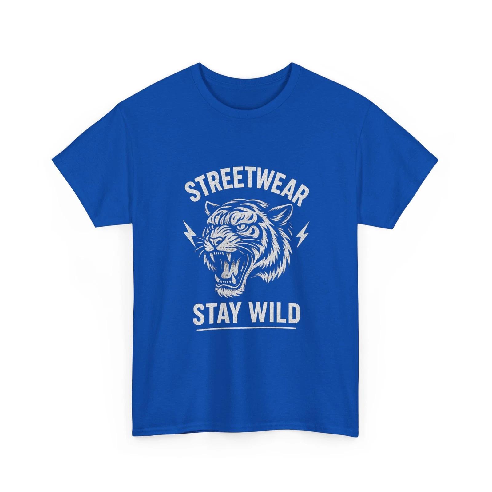 Streetwear Tiger Stay Wild Tee | Graphic Tiger Head T-Shirt, Cool Shirt, Power L
