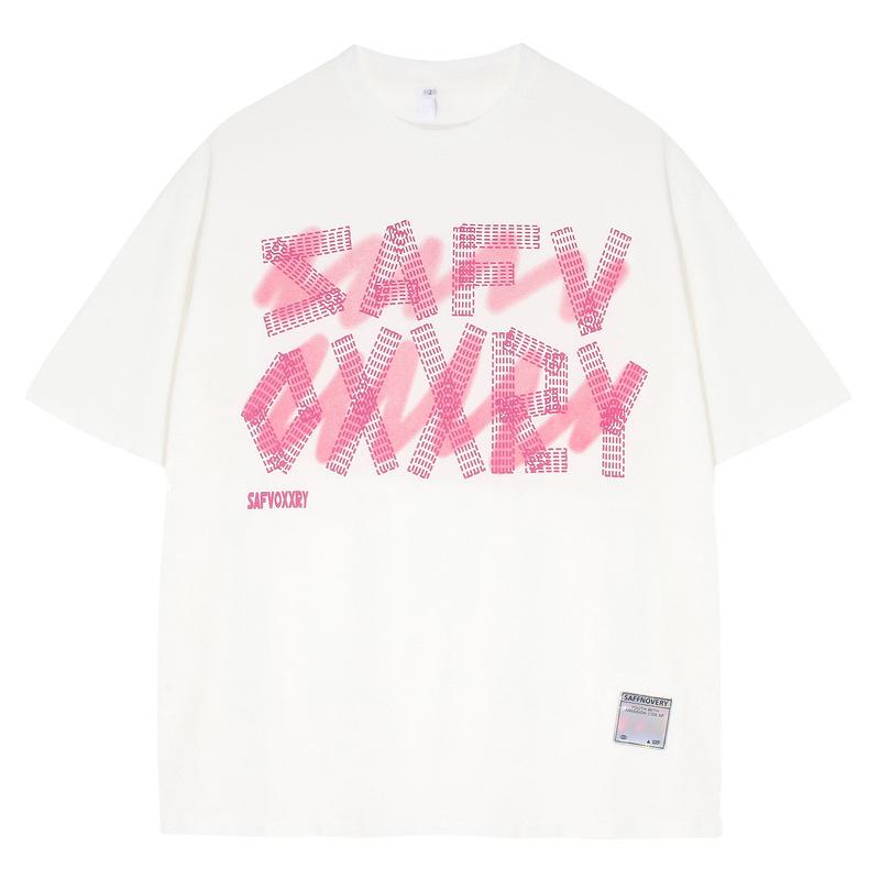 2025 Summer Men's trendy brand design sense letter print 100% pure cotton T-shirt Hip-hop style versatile top