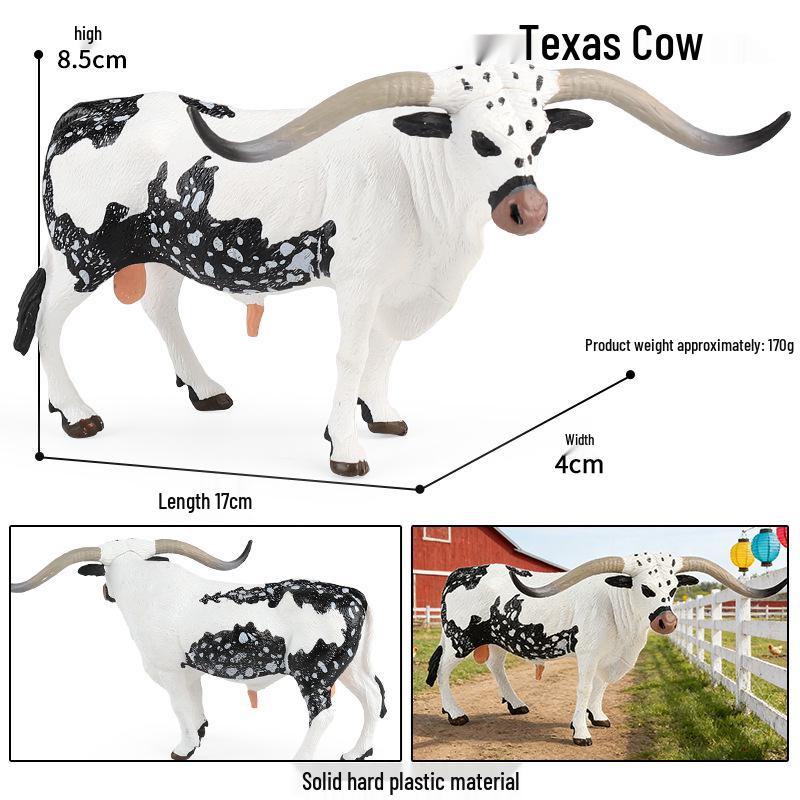 Children's Cognitive Animal Model Toy: Yellow Cow, Buffalo, Rhinoceros, Zebu, Bison, Bull Figurine.