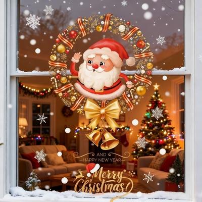 Weihnachtsglasaufkleber Statisch haftende Fenster-Tür-Aufkleber PVC-Material Feiertagsparty-Atmosphärendekoration Festliches Kunstdesign