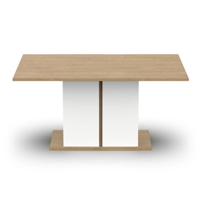 Table à manger seule ACCESS - 6 personnes - Décor chêne Hamilton et blanc - L 160 x P 78 x H 90 cm - DEMEYERE