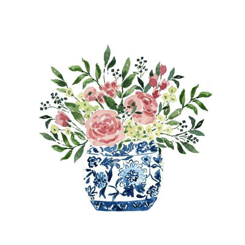 

Акварельный синий и белый фарфоровый ваза цветы букет кашпо цветочный имбирный горшок постер холст печать настенное искусство комната домашний декор 21cm×30cm NoFrame