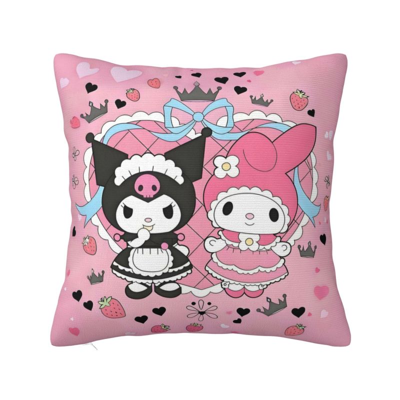 Custom Modern Cute Sanrio Kuromi Anime Cushion Cover Velvet Kawaii Cartoon Pillow Case Home Decor