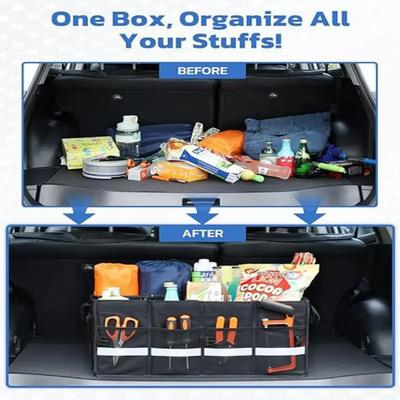 Car Trunk Organizer with Lid, Collapsible Car Trunk Storage Organizer, Car Organizer and Storage for SUV, Truck, Sedan