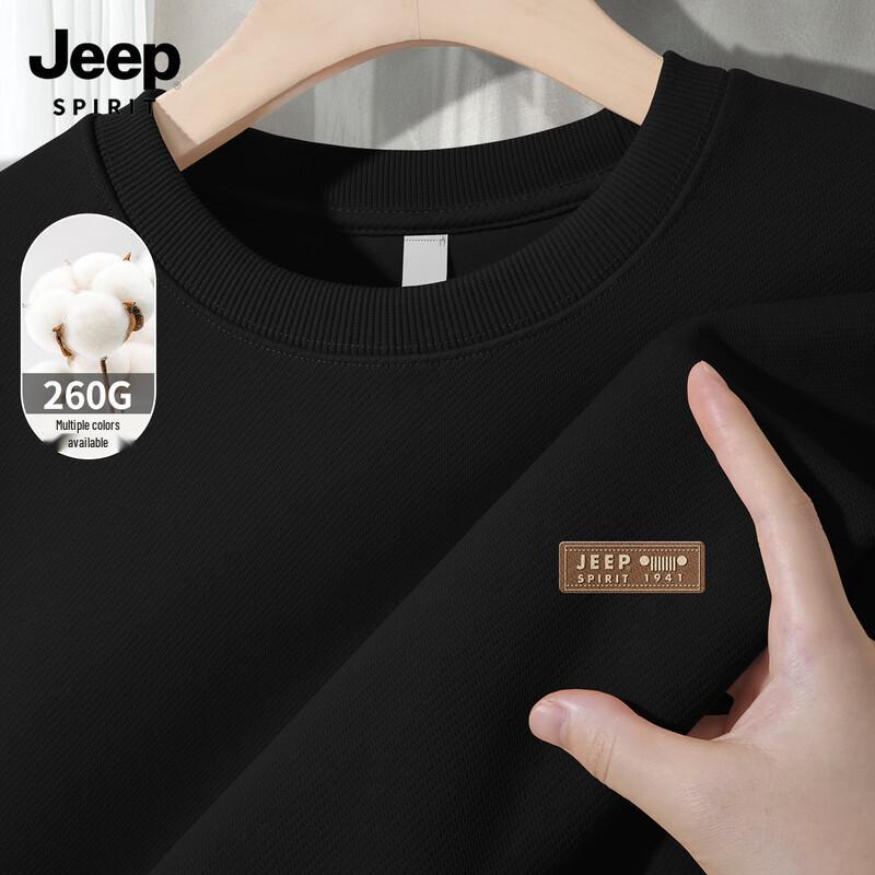 JEEP SPIRIT Men's Loose Fit Round Neck Pullover Sweatshirt