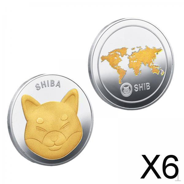 

6x Покрытые железом Коллекционные Монеты Dogecoin Сувенир Коллекционеры Серебро