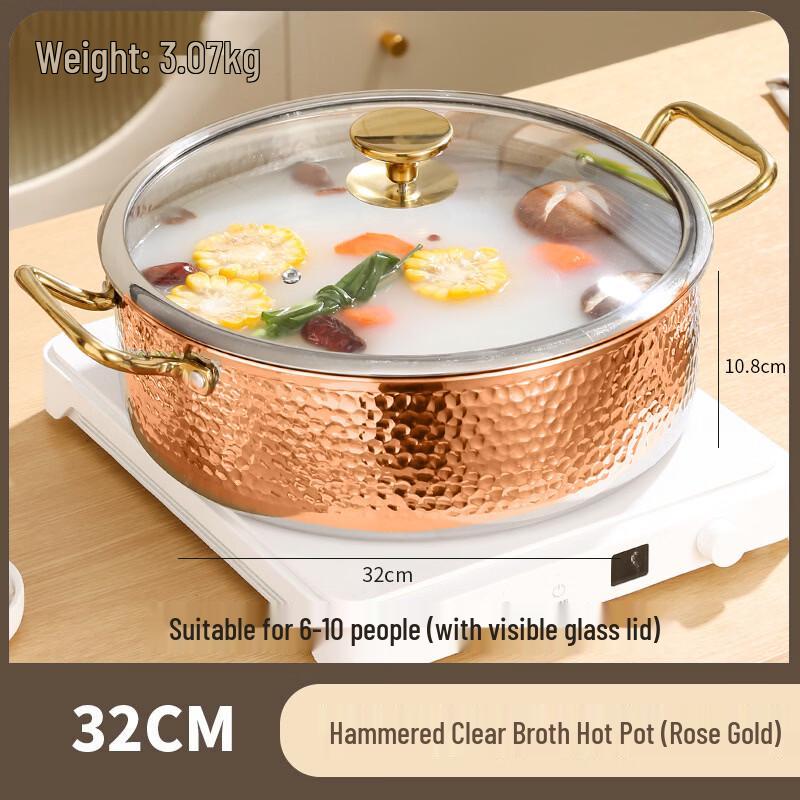 

Handun 316 Stainless Steel Hammered Induction Soup Pot & Hot Pot