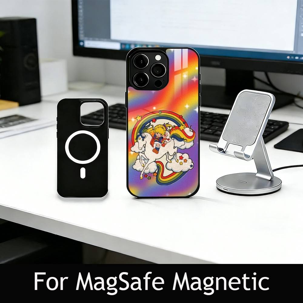 Cute Retro Rainbow Pony Phone Case For iPhone17,16,15,14,13,12,11 Plus,Pro Magnetic For Magsafe Wireless Charging